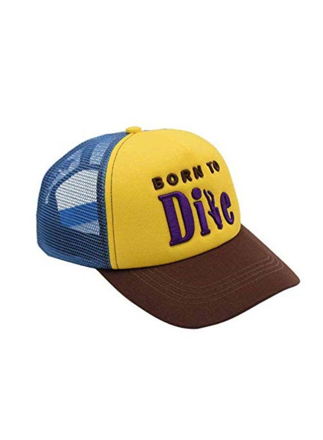 فايتر جيفتس قبعة مطرزة بعبارة "Born To Dive" أزرق/ أصفر/ بني - Image 3