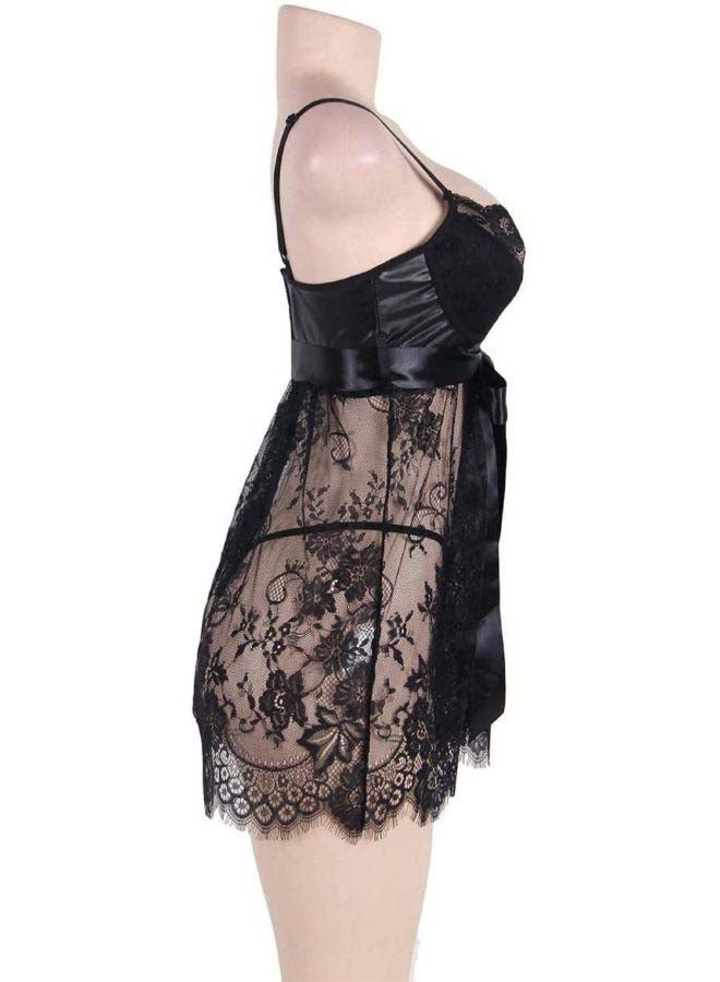 Generic - Floral Lace Pattern Playsuit Black - Image 1