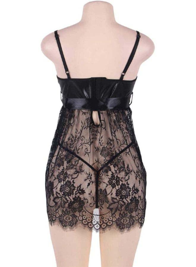 Generic - Floral Lace Pattern Playsuit Black - Image 1