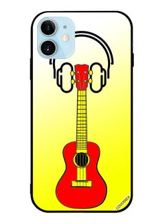 Protective Case Cover For Apple iPhone 12 mini Red And Yellow Guitar With Headphone