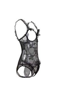 Generic Floral Lace Pattern Playsuit Black  - Image 3