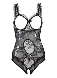 Generic Floral Lace Pattern Playsuit Black  - Image 1