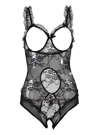Floral Lace Pattern Playsuit Black - v1602489938/N40639093V_1
