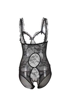 Generic Floral Lace Pattern Playsuit Black  - Image 2