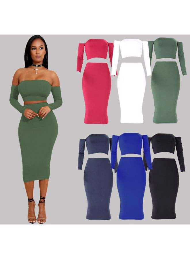 Lace Up Backless Crop Top With Pencil Skirt Set White  - Image 3