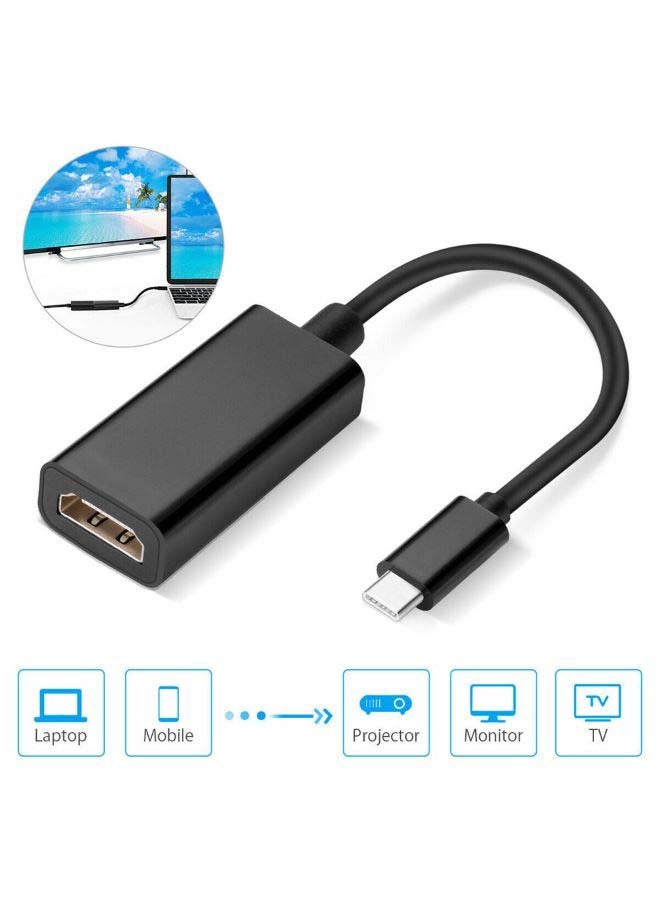 Generic - USB-C to HDMI Adapter Type C to HDMI converter USBC to HDMI for MacBook Black - Image 1
