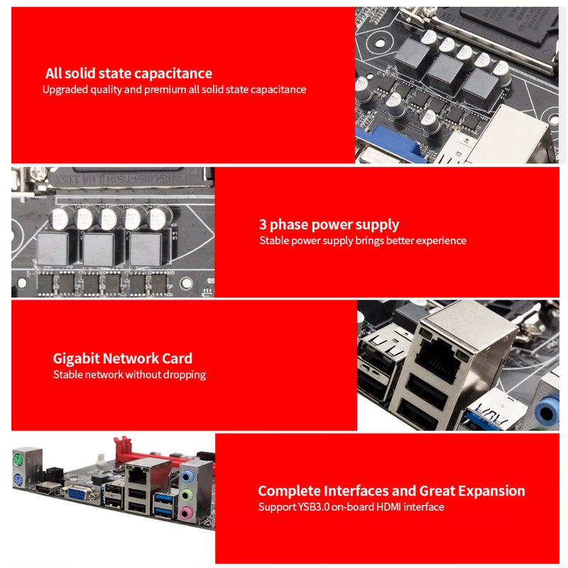 Generic - H81 Motherboard LGA1150 DDR3 M-ATX Mainboard Support i3 i5 3470 4590CPU Multicolour - Image 1