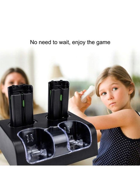 4 in 1For Wii U Charging Station with 4 For Wii Batteries Battery Black