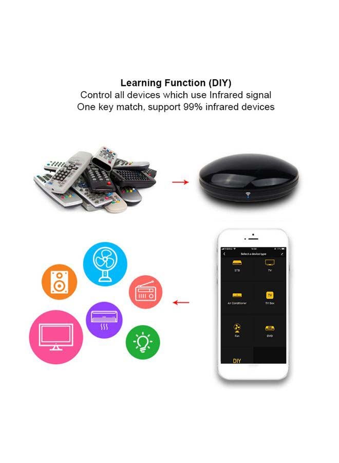 Generic - Universal Smart IR Blaster Controller Household Sensor Black 8.5 x 7cm - Image 1