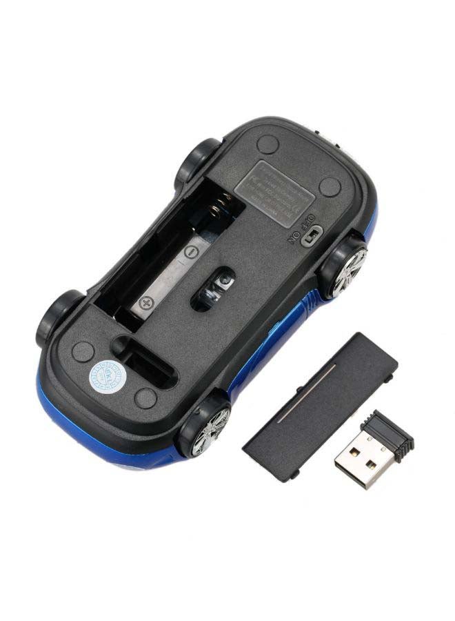 Car Shaped Wireless Optical Mouse With Receiver Blue/Black/Silver - Image 2