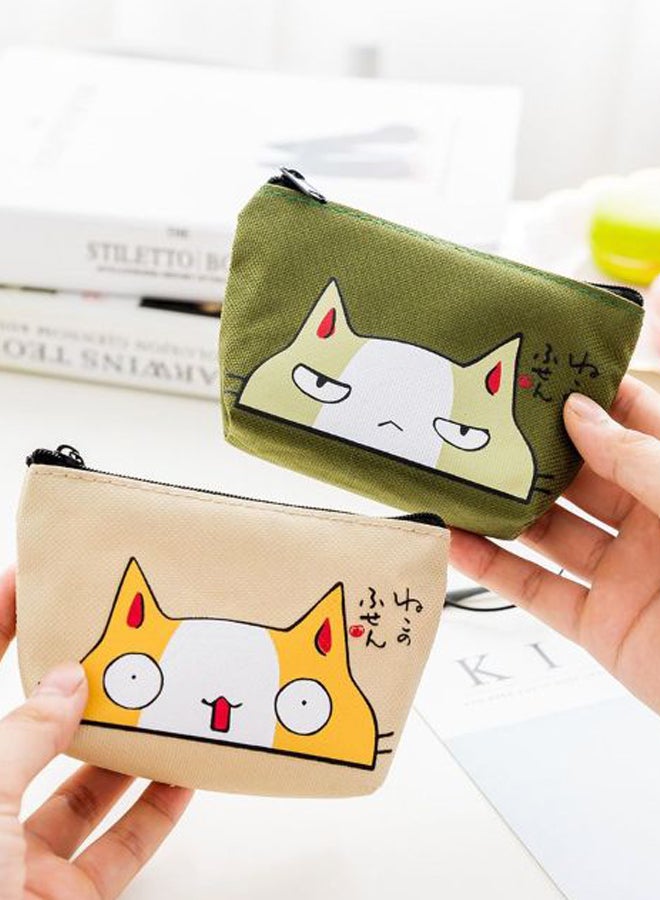 Cute Cat Coin Purse Beige/White - Image 1