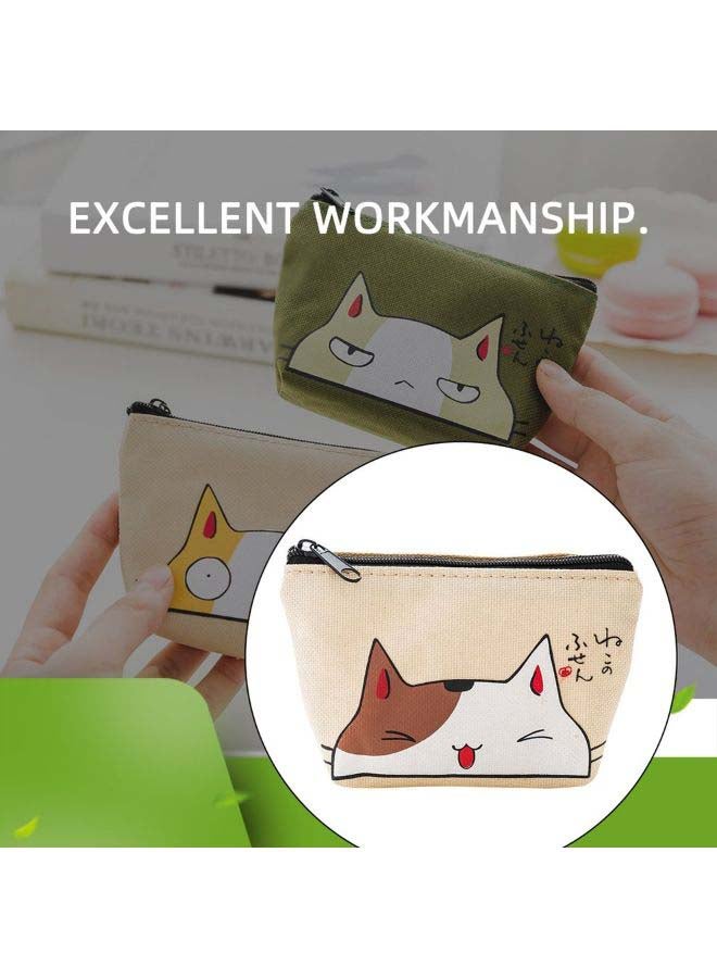 Cute Cat Coin Purse Beige/White - Image 3