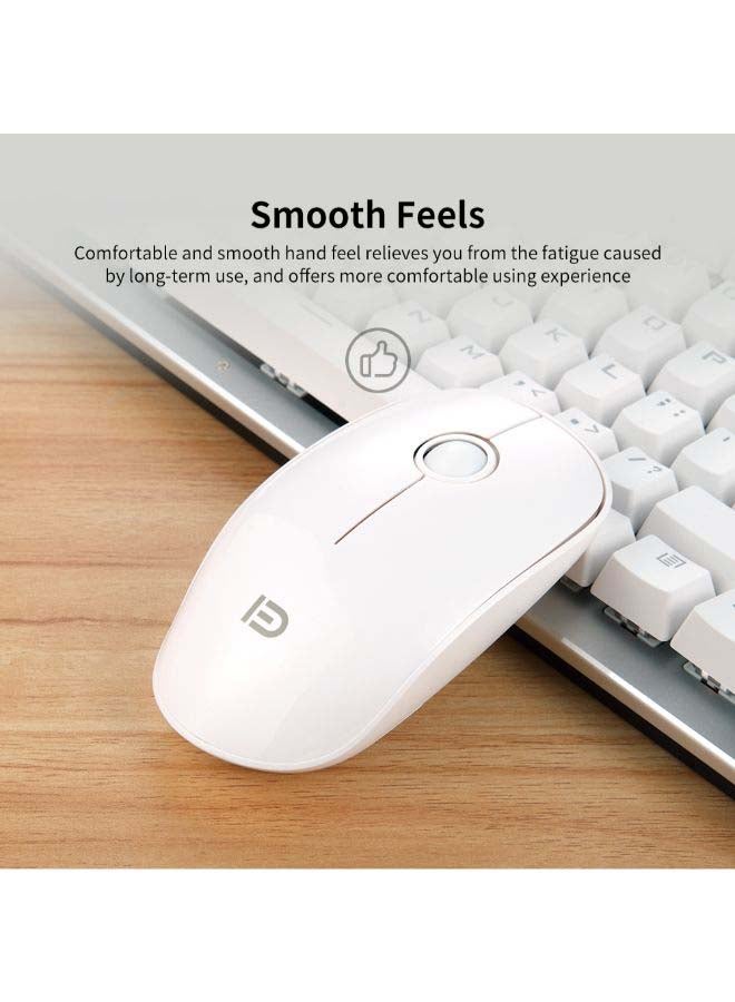 FD V8 2.4G Wireless Mute Mouse Plug & Play Slim Mice White - Image 3