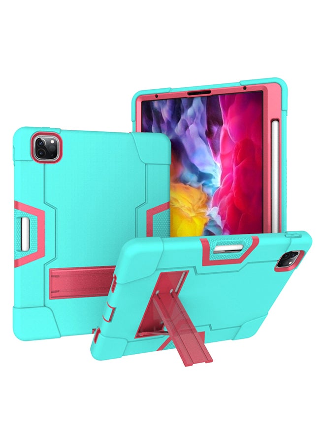 Rock Pow Protective Case Cover For Apple iPad Pro 12.9 (2021/2020/2018) Mint Green/Rose red  - Image 1