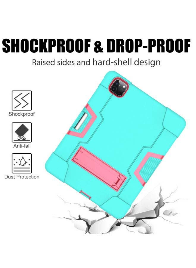 Rock Pow Protective Case Cover For Apple iPad Pro 12.9 (2021/2020/2018) Mint Green/Rose red  - Image 3
