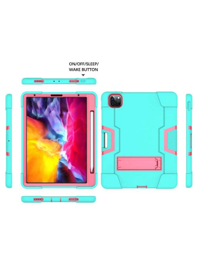 Rock Pow Protective Case Cover For Apple iPad Pro 12.9 (2021/2020/2018) Mint Green/Rose red  - Image 2