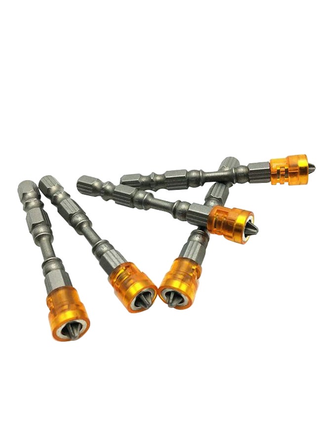 Generic 5-Piece Magnetic Drill Screwdriver Bit Cross Head Set Yellow/Silver 5 x 65mm  - Image 1