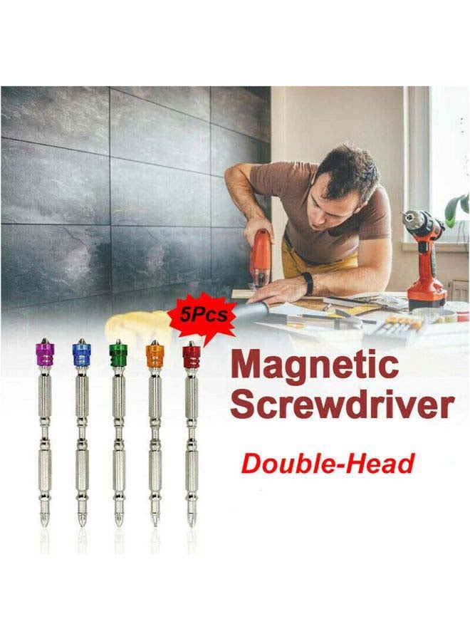 Generic 5-Piece Magnetic Drill Screwdriver Bit Cross Head Set Yellow/Silver 5 x 65mm  - Image 3