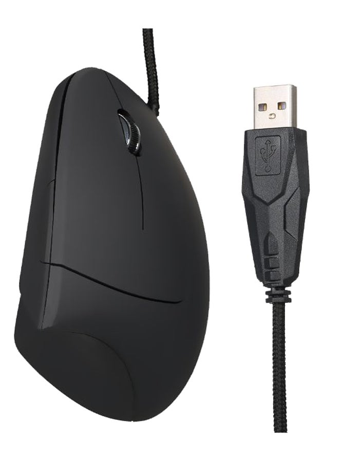 ماوس ضوئي بتصميم مريح مزود بمنفذ USB أسود - Image 1