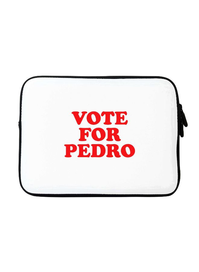 ستايلايزد حافظة لابتوب مطبوع عليها عبارة "Vote For Pedro" لجهاز أبل ماك بوك مقاس 15 بوصة أبيض/أحمر 