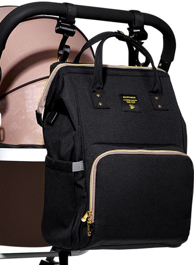 Sunveno - Multifunctional Baby Diaper Bag With Usb And Hooks, Waterproof Pocket, 6-9 Months - Black - Image 1