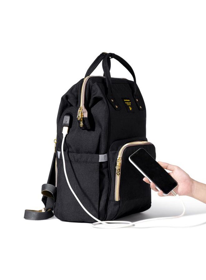Sunveno - Multifunctional Baby Diaper Bag With Usb And Hooks, Waterproof Pocket, 6-9 Months - Black - Image 1