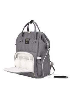 Sunveno Multifunctional Baby Diaper Bag With Usb And Hooks, Waterproof Pocket, - Grey  - Image 2