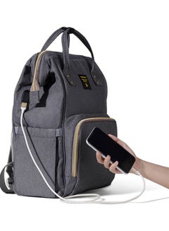 Sunveno Multifunctional Baby Diaper Bag With Usb And Hooks, Waterproof Pocket, - Grey  - Image 3