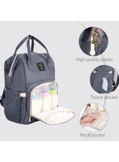 Sunveno Multifunctional Baby Diaper Bag With Usb And Hooks, Waterproof Pocket, - Grey  - Image 5