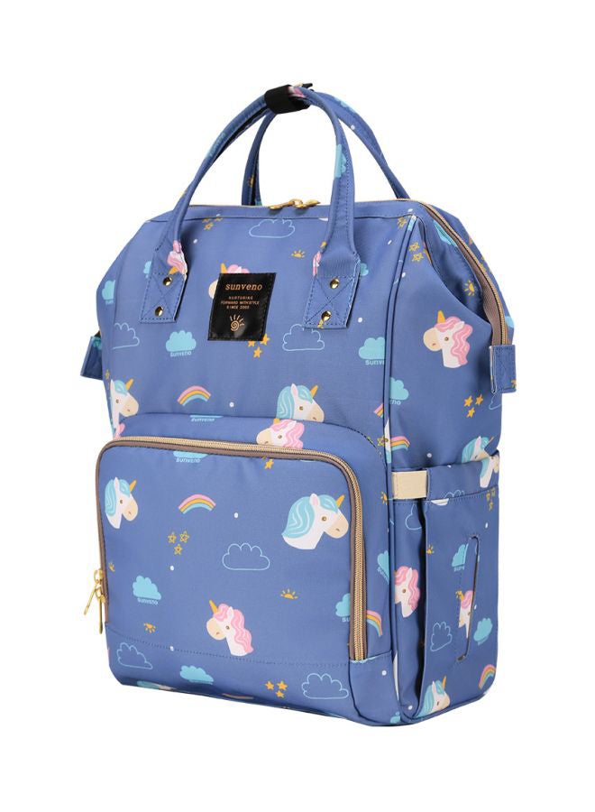 Sunveno - Unicorn Printed Diaper Bag With USB And Hooks, Blue/Pink/Yellow - SN_DP_USBUBHK - Image 1