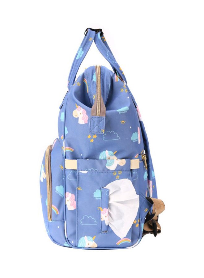 Sunveno - Unicorn Printed Diaper Bag With USB And Hooks, Blue/Pink/Yellow - SN_DP_USBUBHK - Image 1