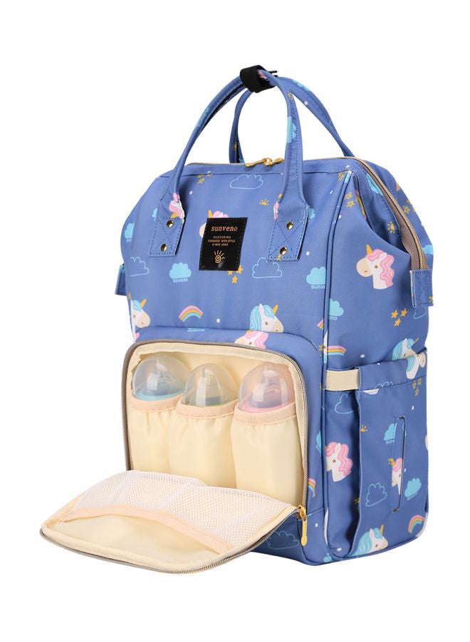 Sunveno - Unicorn Printed Diaper Bag With USB And Hooks, Blue/Pink/Yellow - SN_DP_USBUBHK - Image 1