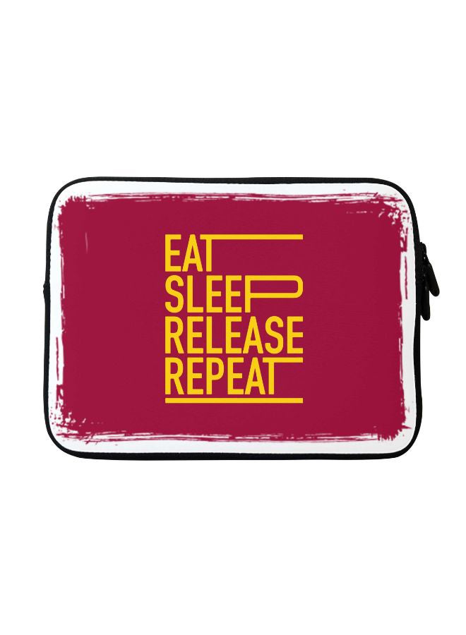 Stylizedd Eat Sleep Release Repeat Printed Laptop Sleeve For Apple MacBook 15-Inch Red/Yellow