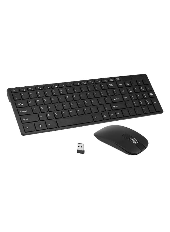 Generic Portable Wireless Keyboard With Mouse Set English Black  - Image 1
