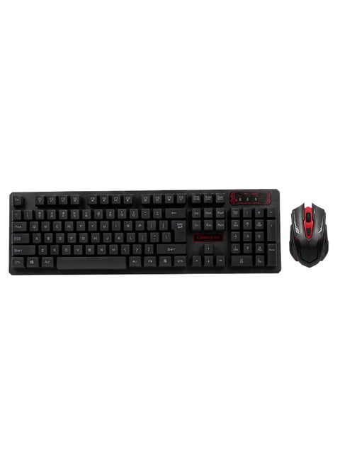 Portable Wireless Keyboard With Mouse Set English Black