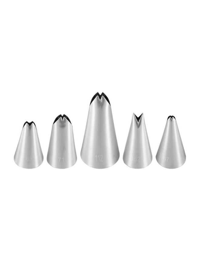 Beauenty 5-Piece Cake Decorating Piping Nozzle Set Silver - Image 1