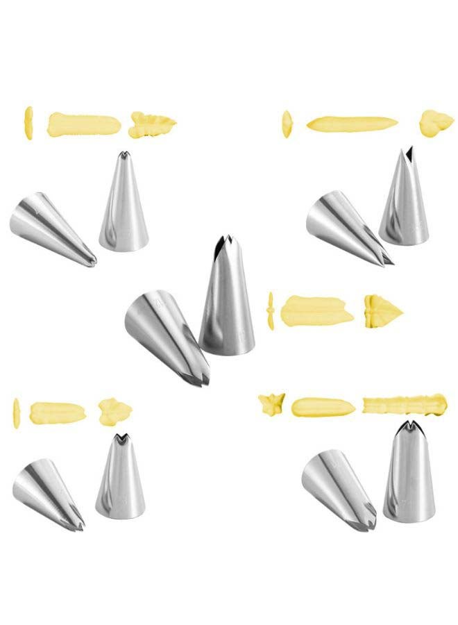 Beauenty 5-Piece Cake Decorating Piping Nozzle Set Silver - Image 3