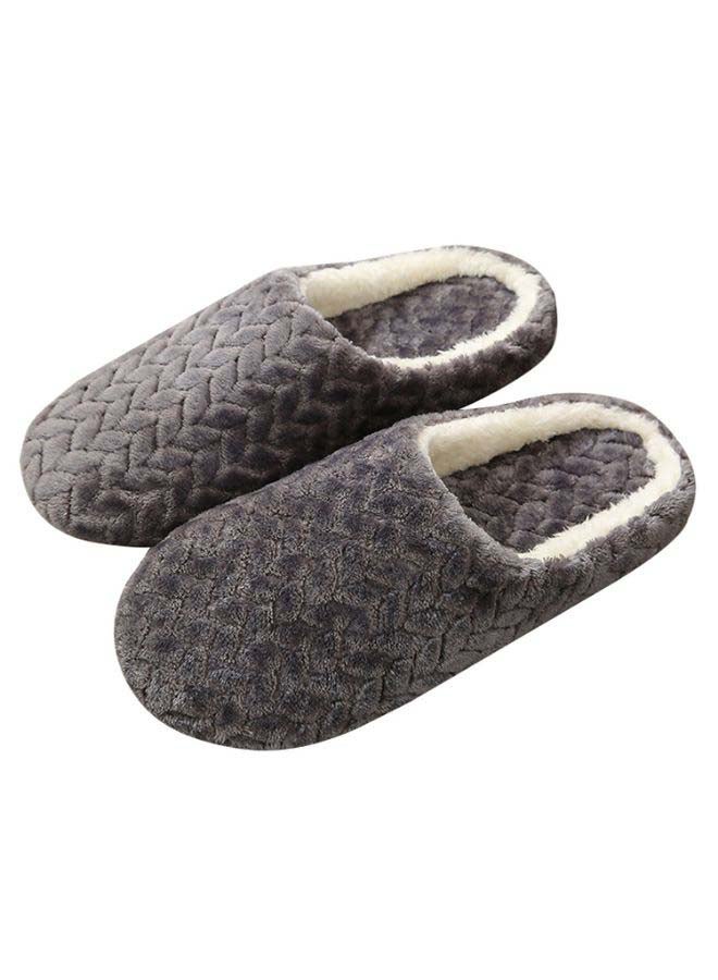 Casual Winter Slip-On Flat Lounge Shoes Grey - Image 2