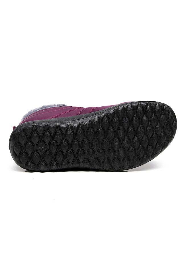 Ankle Boots Slip On Flat Casual Footwear Burgundy  - Image 2