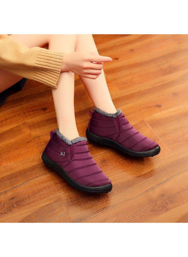 Ankle Boots Slip On Flat Casual Footwear Burgundy  - Image 3