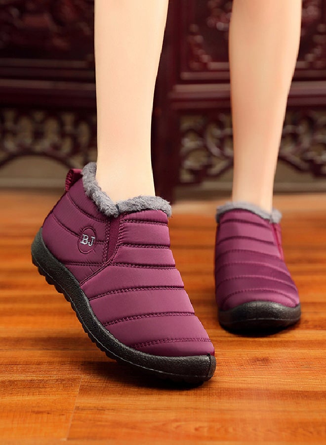 Ankle Boots Slip On Flat Casual Footwear Burgundy  - Image 1