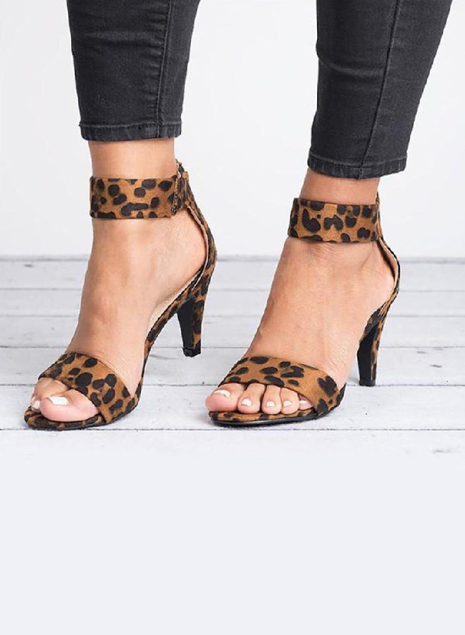 Ankle Strap Gladiator Shoes High Heels Brown  - Image 1