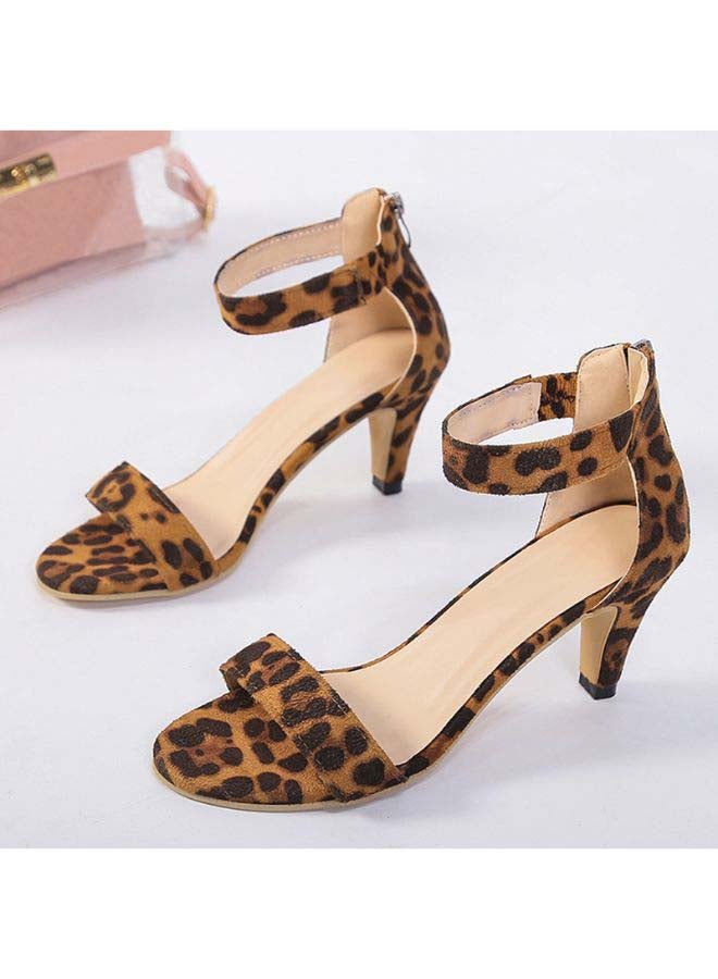 Ankle Strap Gladiator Shoes High Heels Brown  - Image 3