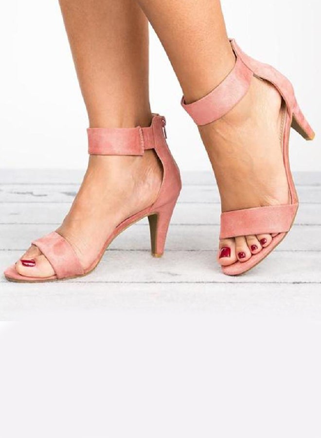 Ankle Strap Shoes High Heels Pink  - Image 1