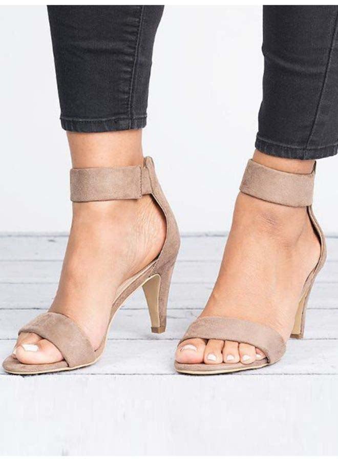 Ankle Strap Shoes High Heels Brown  - Image 2