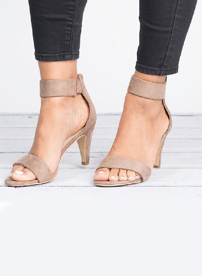 Ankle Strap Shoes High Heels Brown  - Image 1
