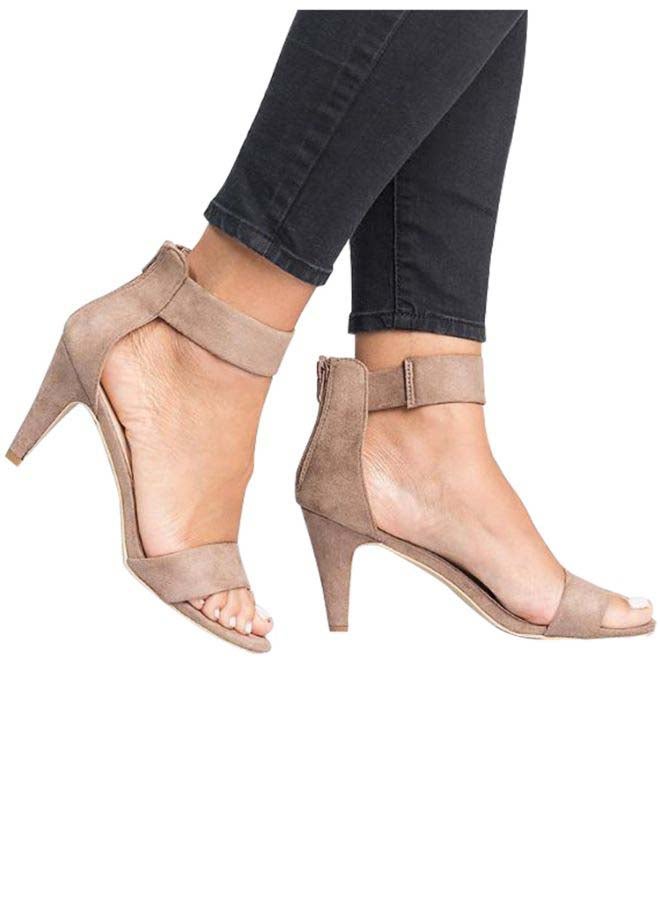Ankle Strap Shoes High Heels Brown  - Image 3