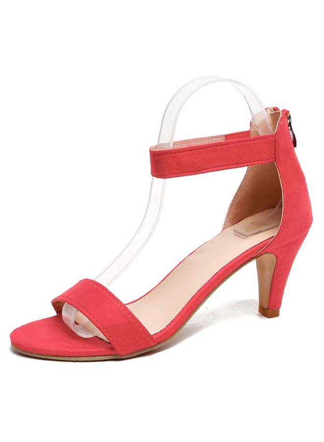 Ankle Strap Shoes High Heels Red  - Image 2