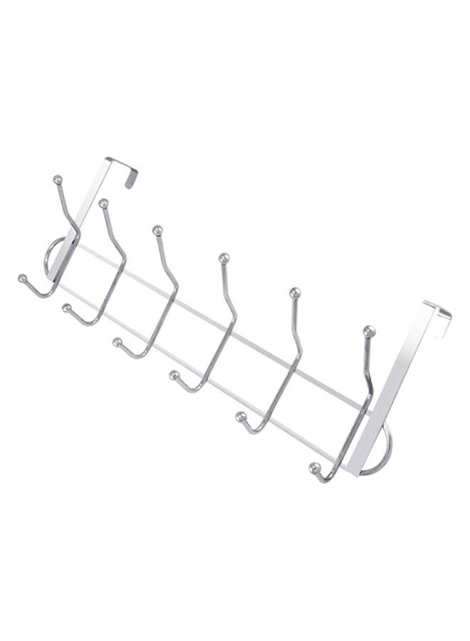 6-Double Hooks Over Door Hanger Silver  - Image 1