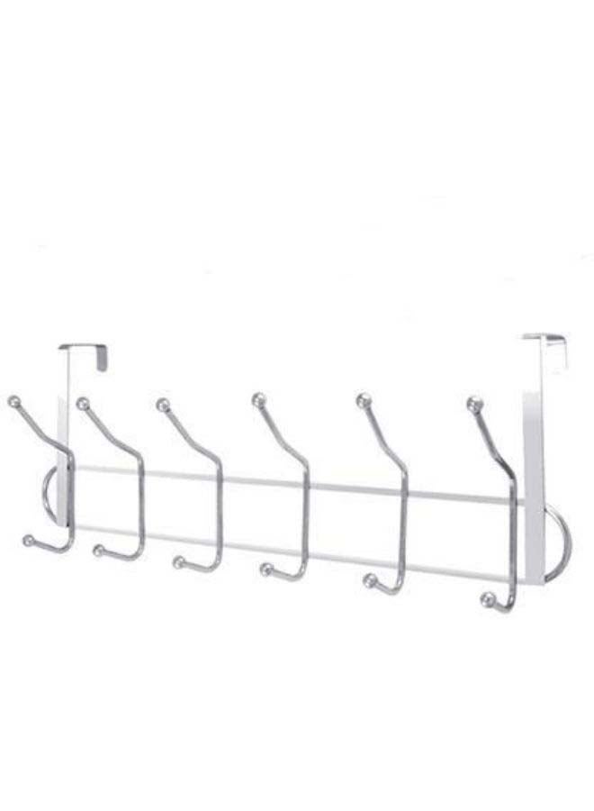 6-Double Hooks Over Door Hanger Silver  - Image 2